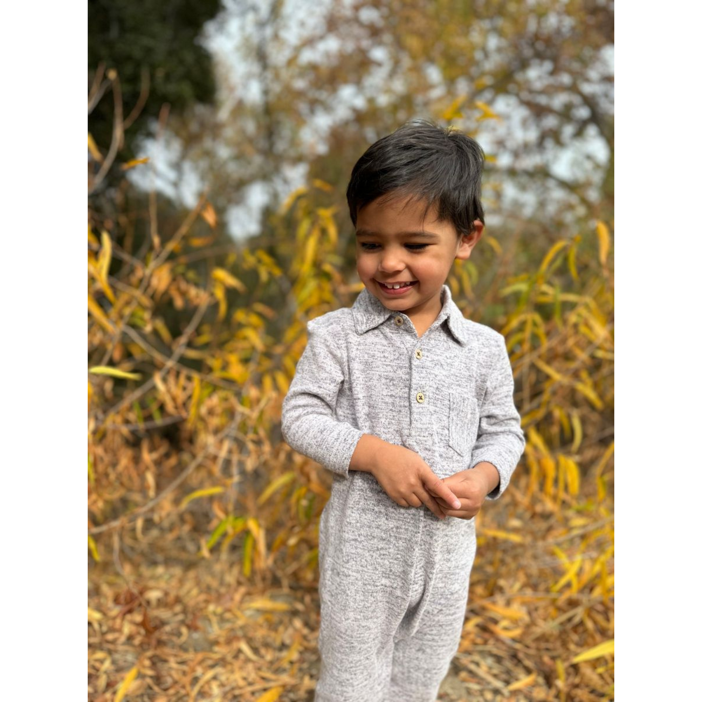 Kingston polo romper - heathered navy