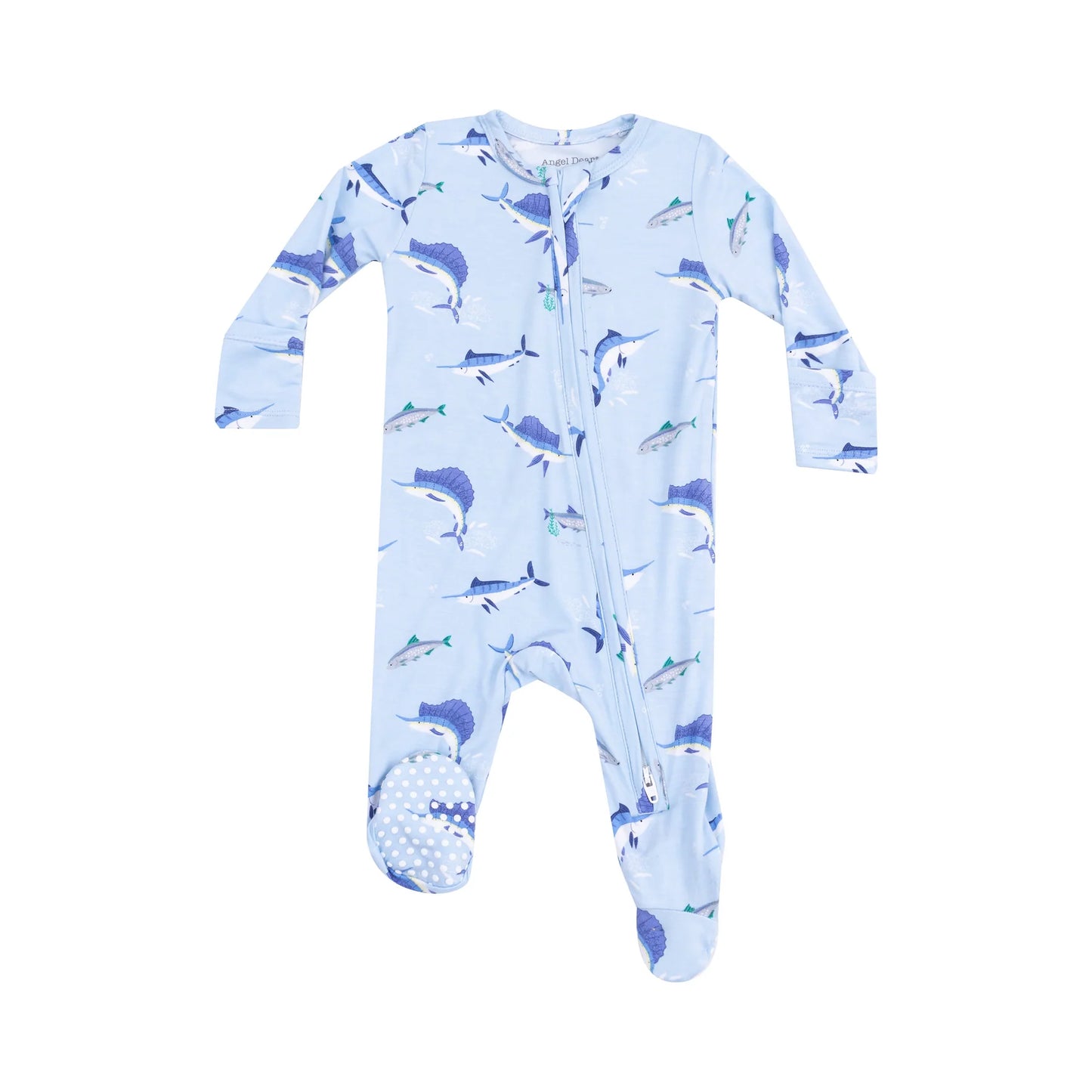 Deep sea fishing 2 way zipper romper - blue