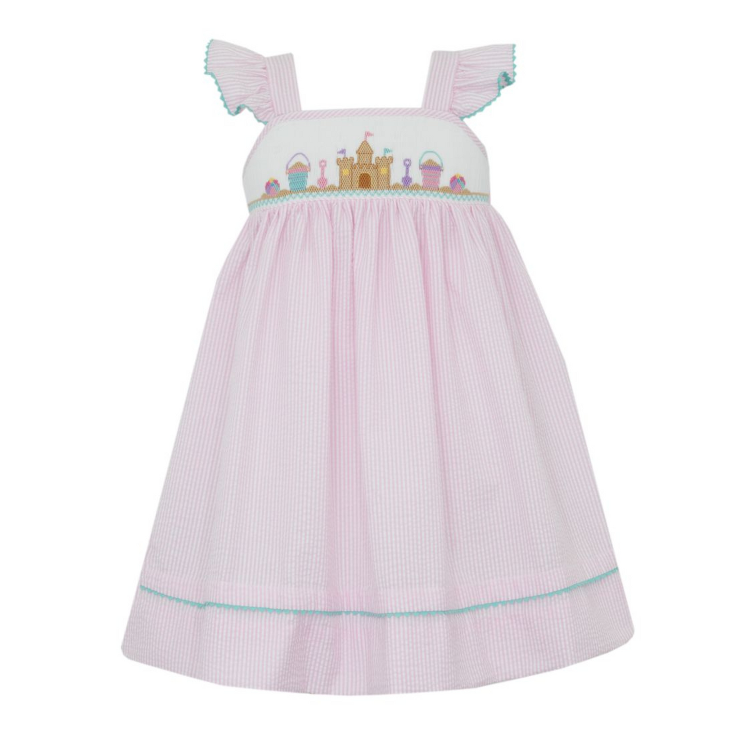 Castle beach seersucker strap sundress - pink