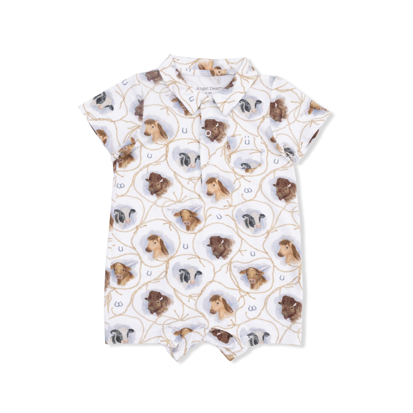 Farm animals rope cameos polo shortie