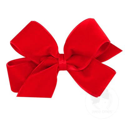 Medium classic velvet bow - red