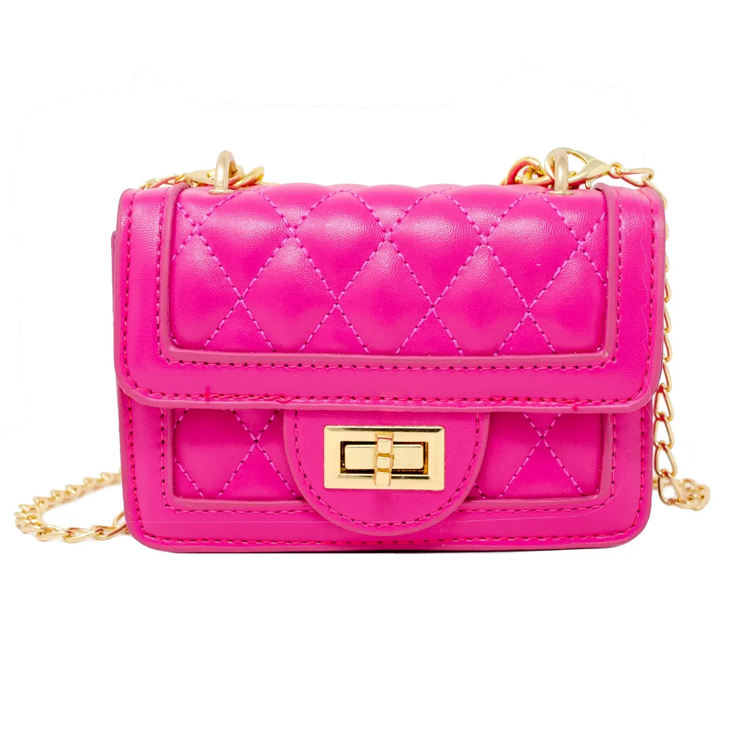 Tiny classic quilted mini purse - hot pink