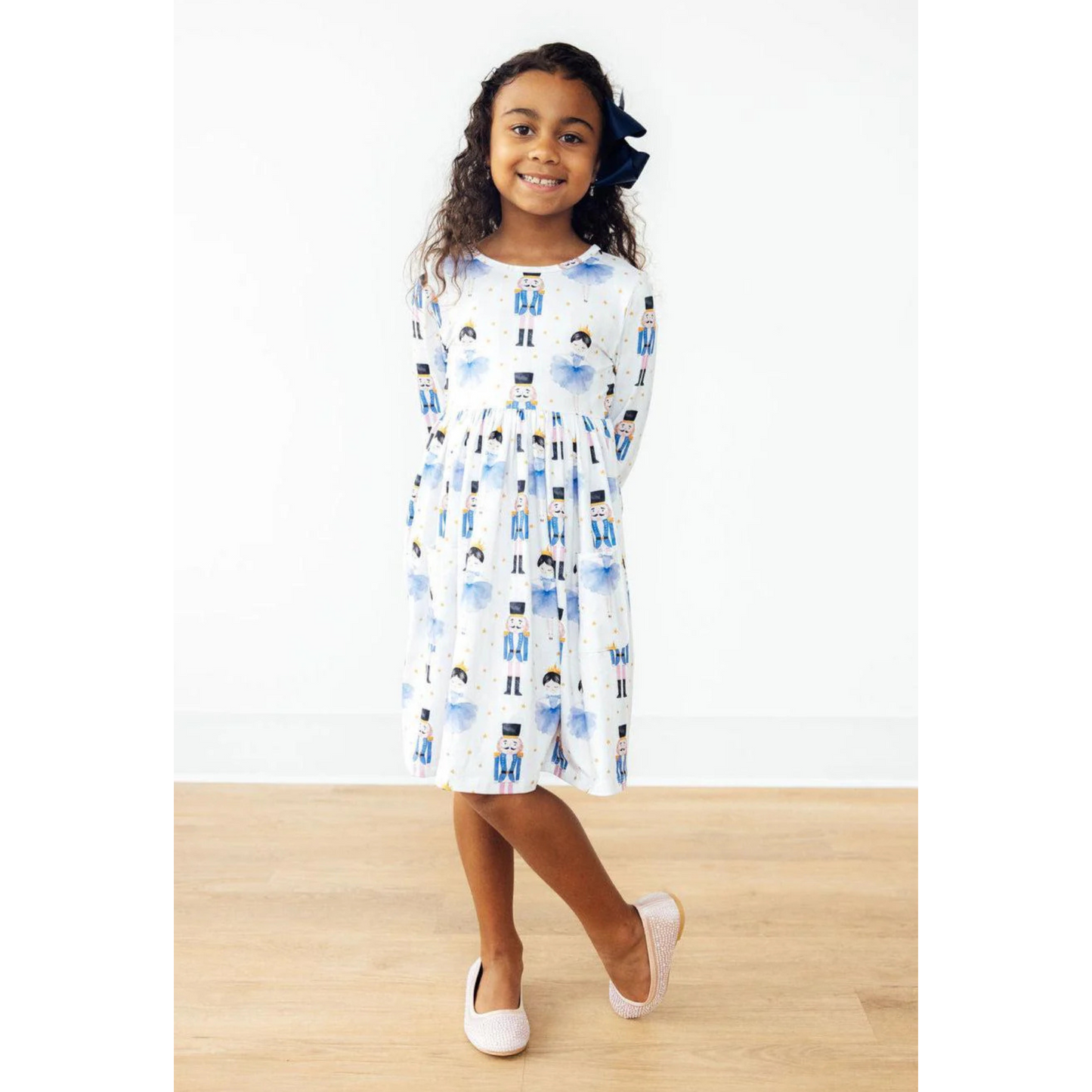 Waltz of the snowflakes l/s pocket twirl dress