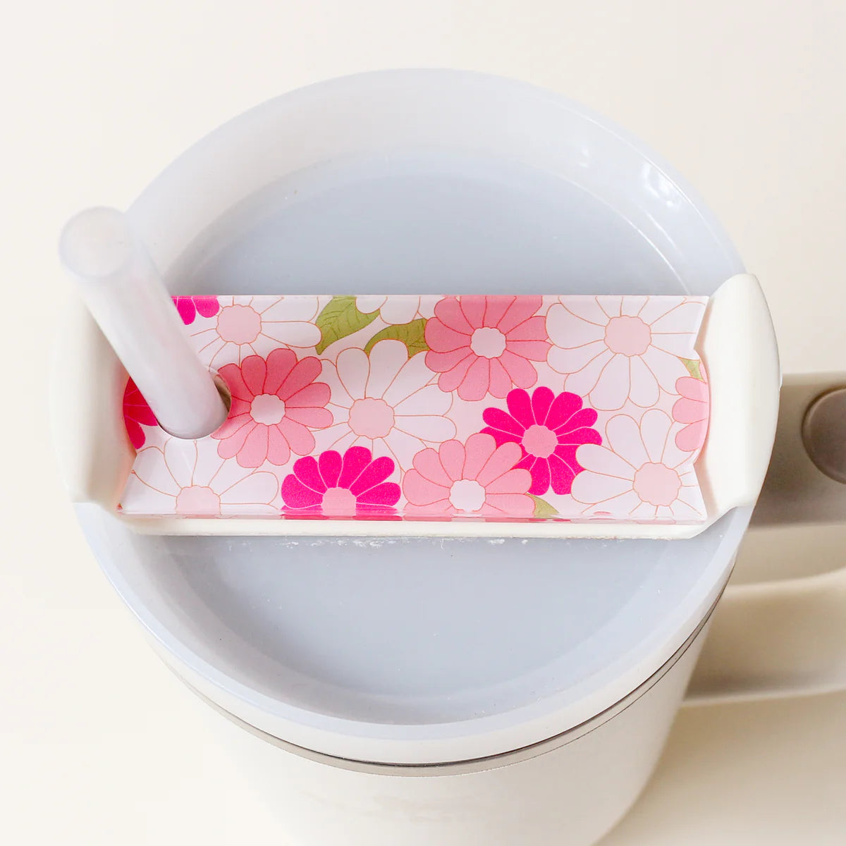 Tumbler lid tag - daisy craze hot pink