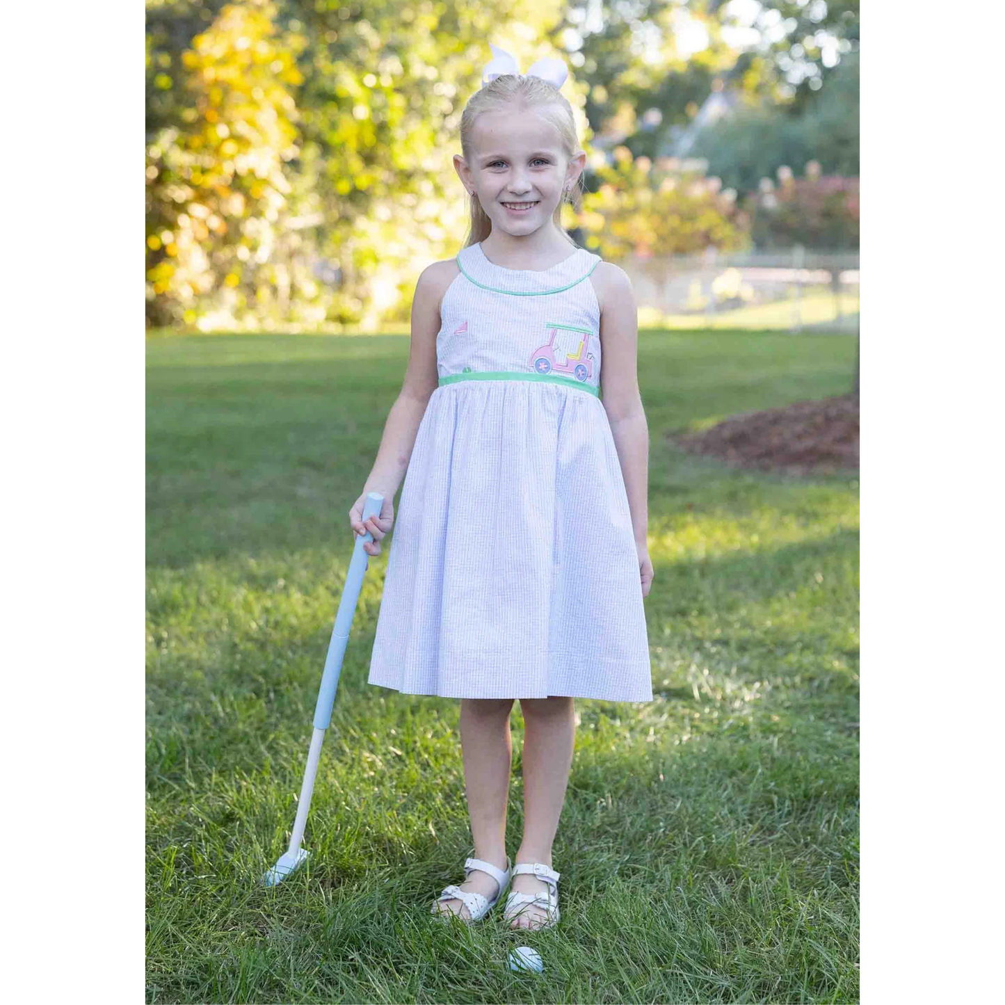 Golf cart check seersucker dress