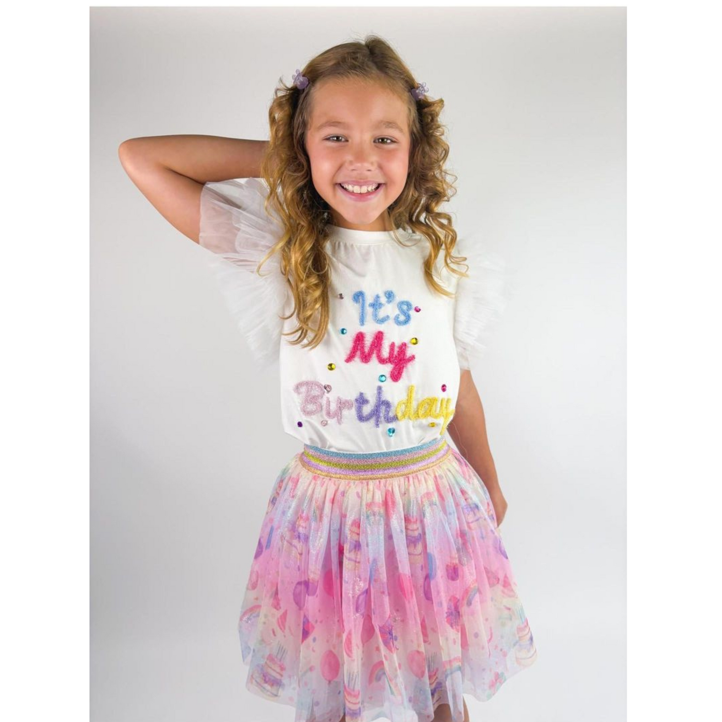 It's my birthday tulle sleeve top