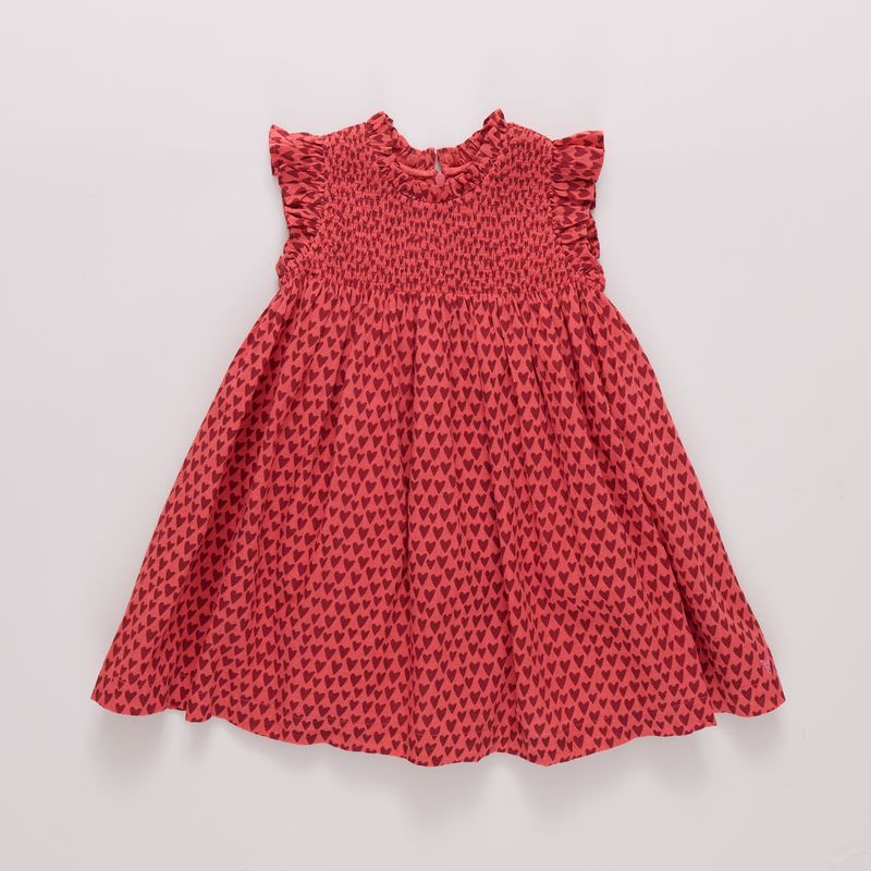 Stevie dress - red mini hearts