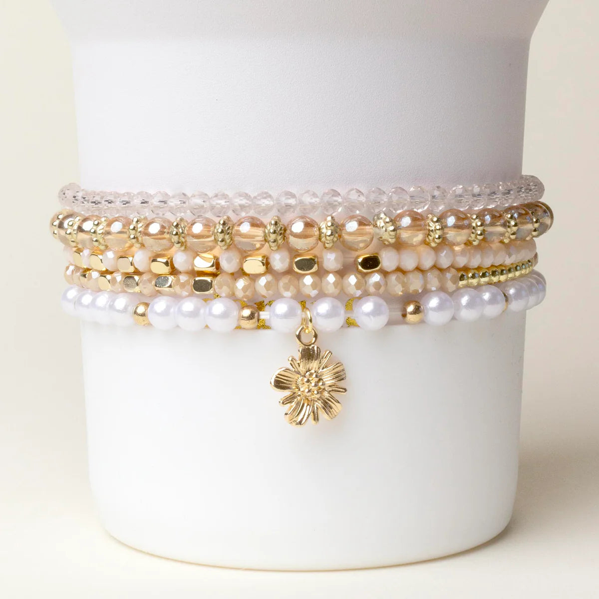 Tumbler bracelet stack - champagne bliss