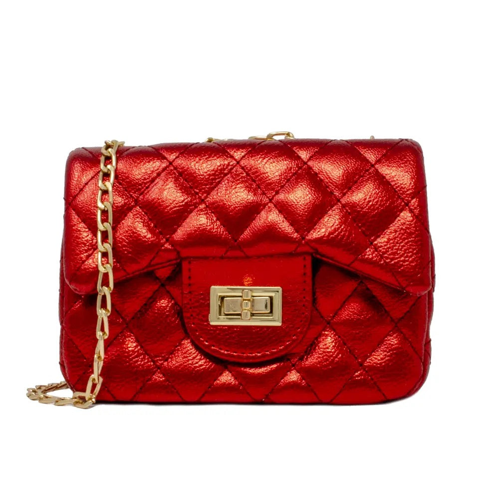 Metallic classic mini purse - red