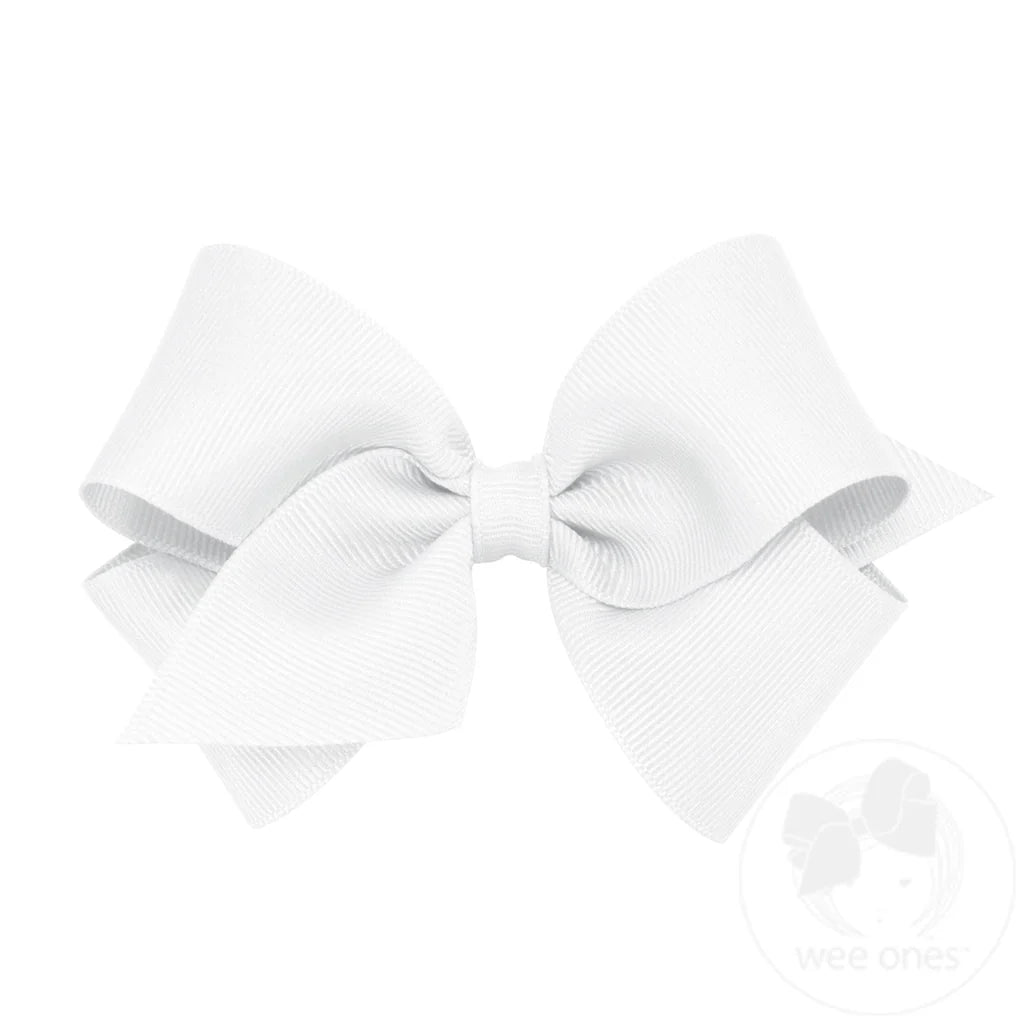 Small classic hair bow - white