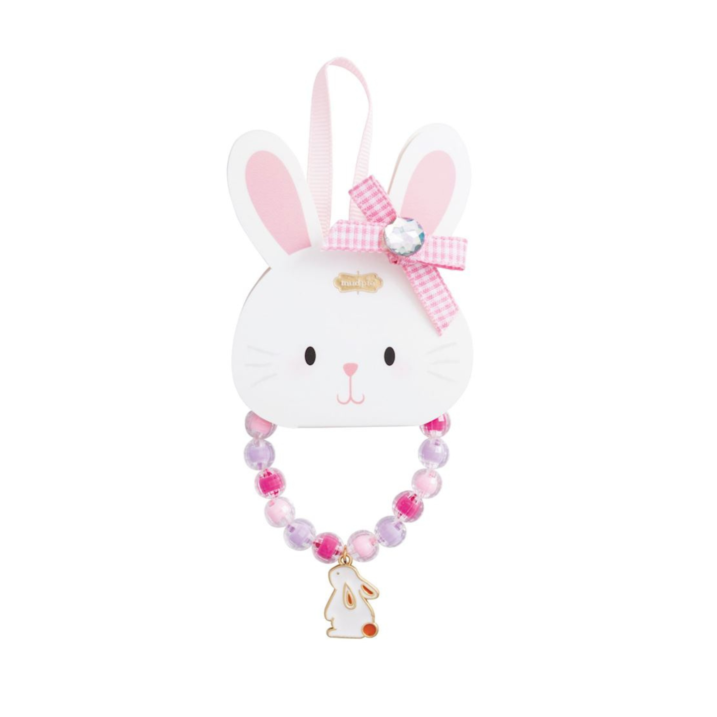 Pink bunny charm bracelet & ring set