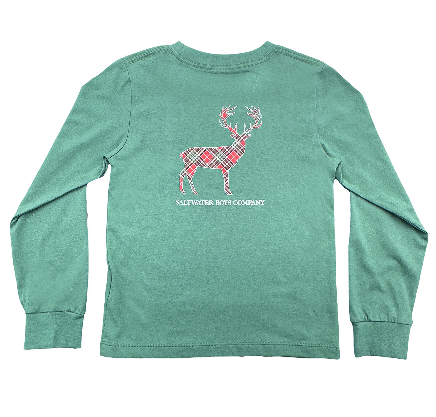 Red plaid deer l/s graphic tee
