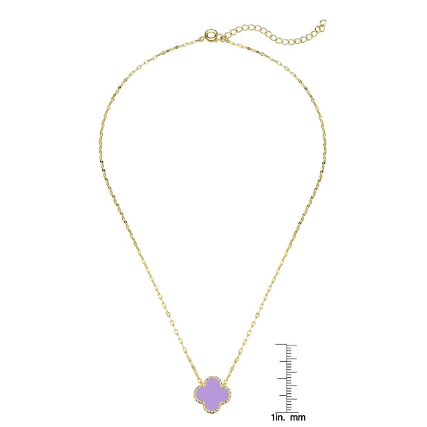 Four leaf clover necklace - purple