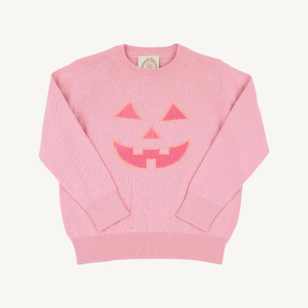 Isabelle's intarsia sweater - pumpkin face/sandpearl pink