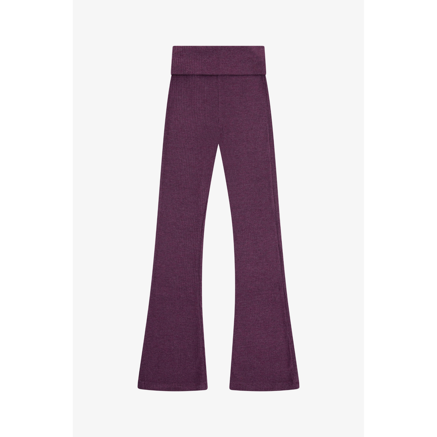 Hacci rib waisted flared pants - fig