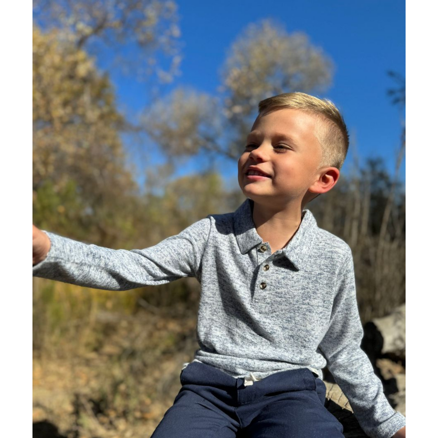 Spencer l/s polo - heathered navy