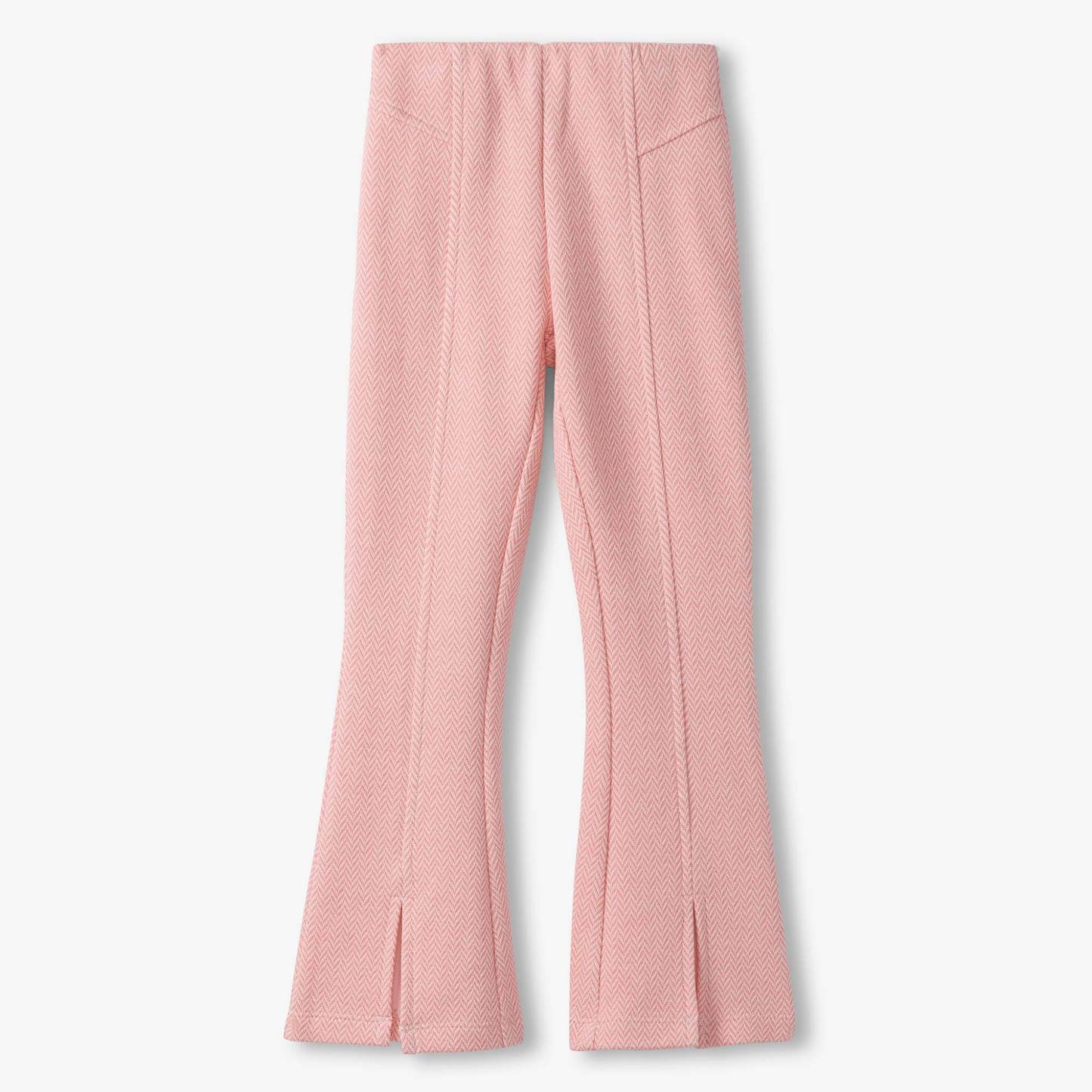 Flamingo pink herringbone bell bottoms