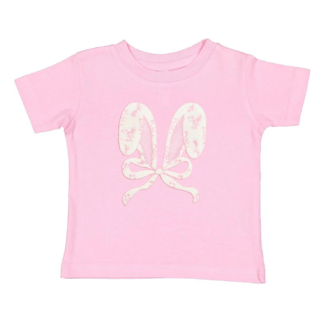 Lace bunny bow patch s/s tshirt - pink