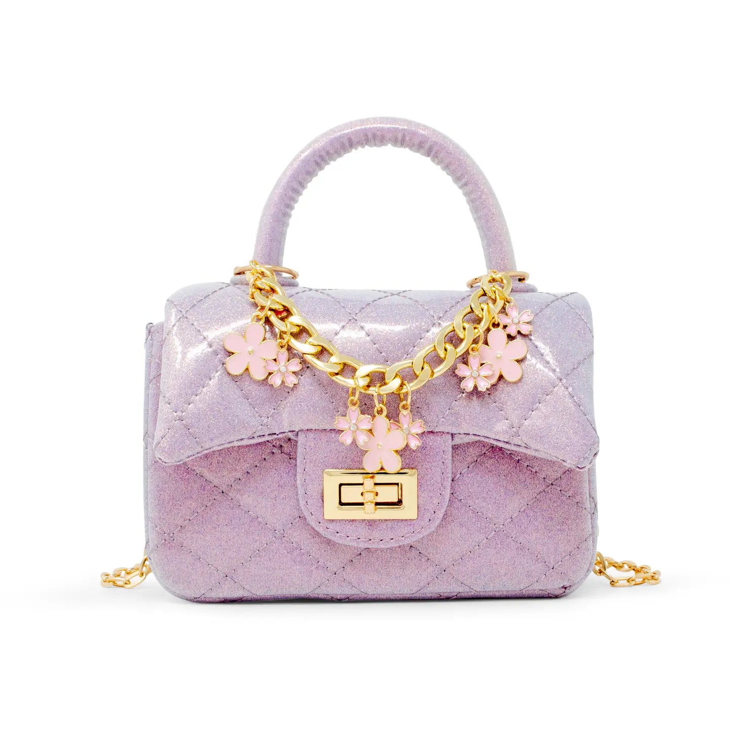 Classic sparkle top handle handbag - baby purple