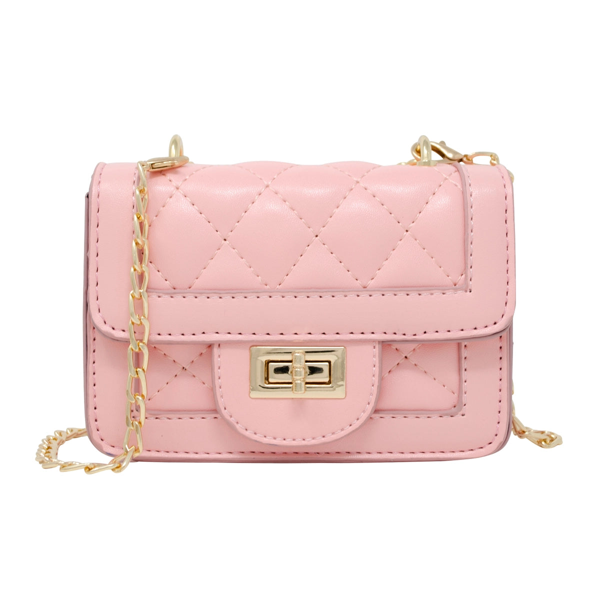 Tiny classic quilted mini purse - pink