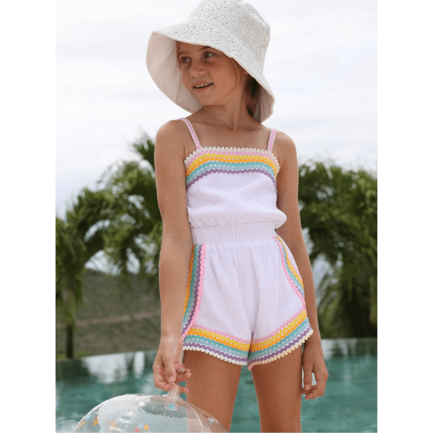 White rainbow summer romper