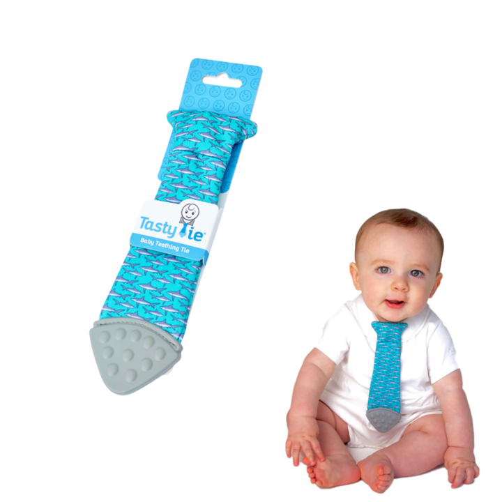 Shark teething tie