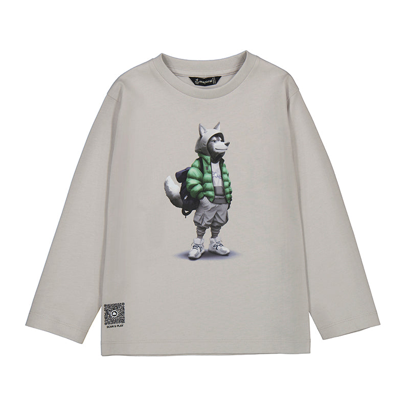 L/s wolf shirt - smoke