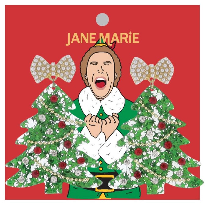 Pearl Christmas tree bow earrings