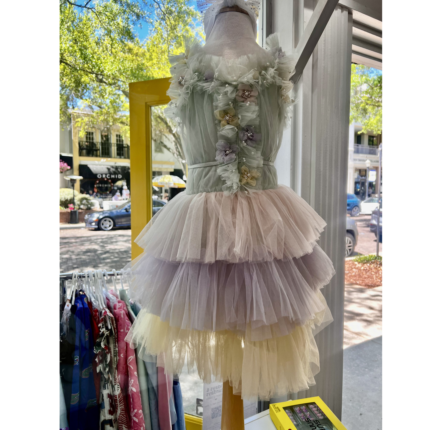 Garden whimsy tea green dress