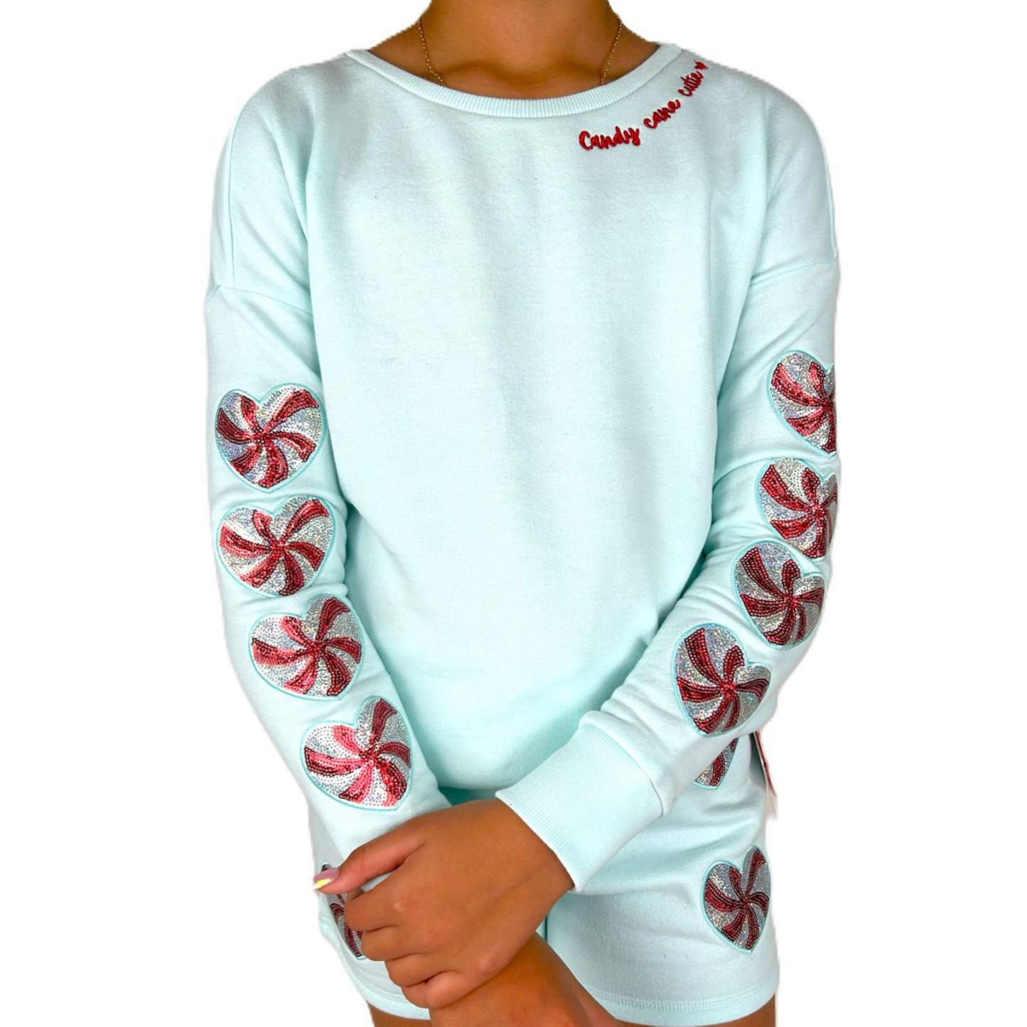 Candy cane cutie sequin sweatshirt