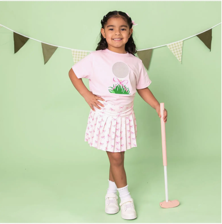 Golf tee bow patch s/s tshirt - ballet