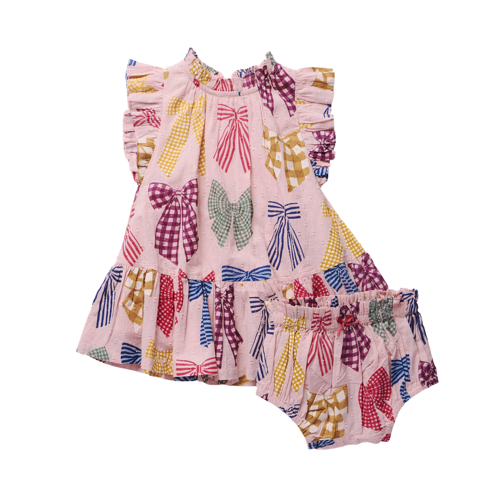 Harper dress set - patterned bows