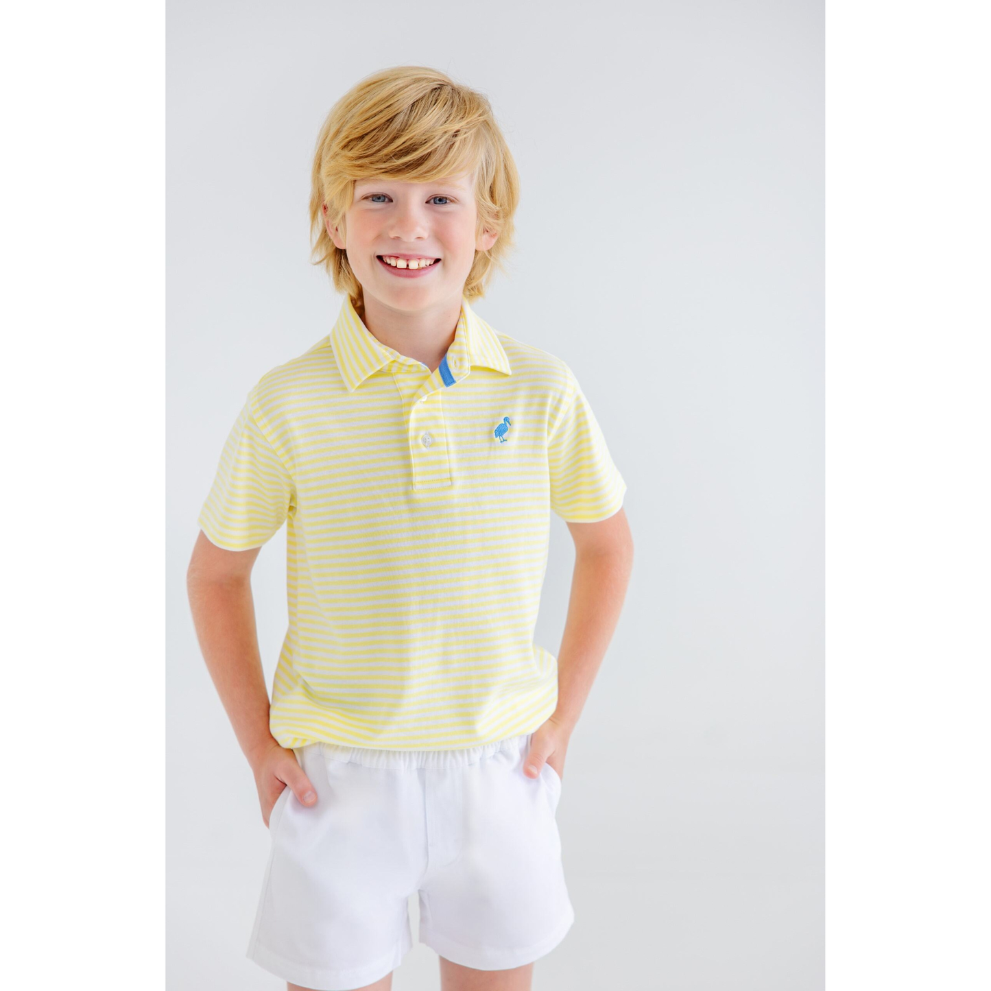 Prim and proper s/s polo - lake worth yellow stripe