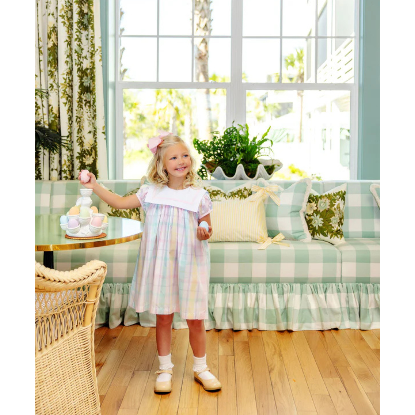 Stewert's square collar dress - brunch plate plaid