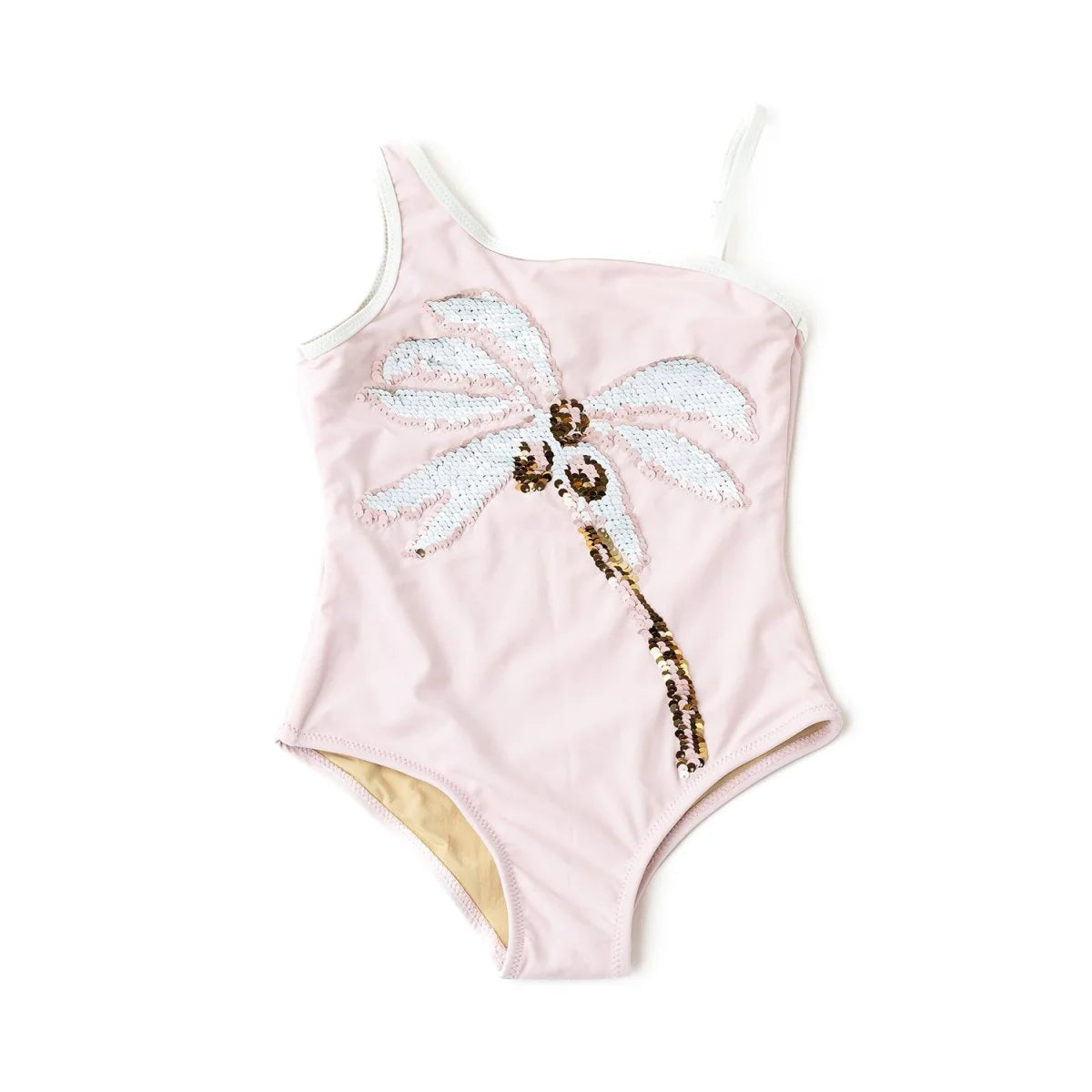 Coco palms sequins one shoulder suit