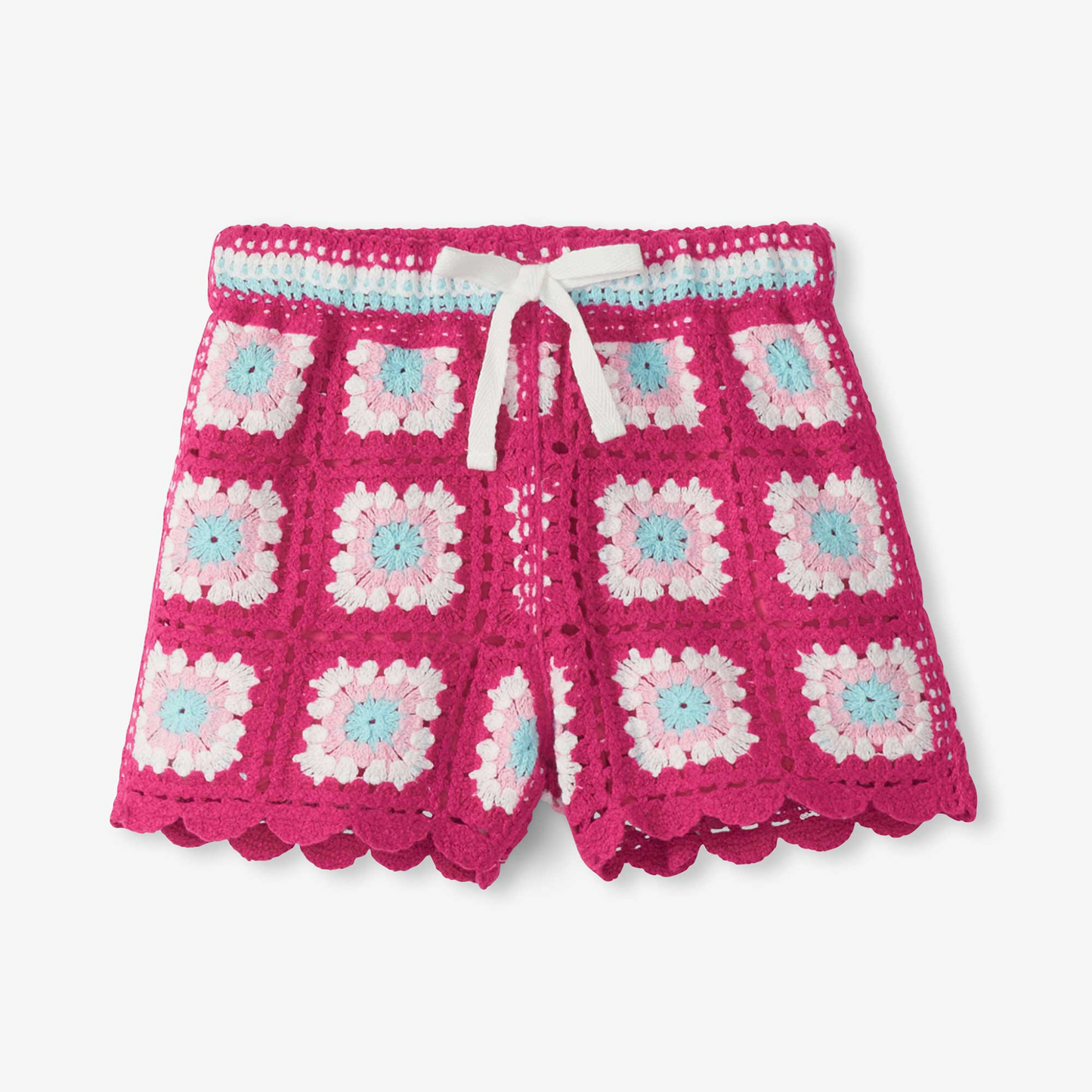 Raspberry rose crochet shorts