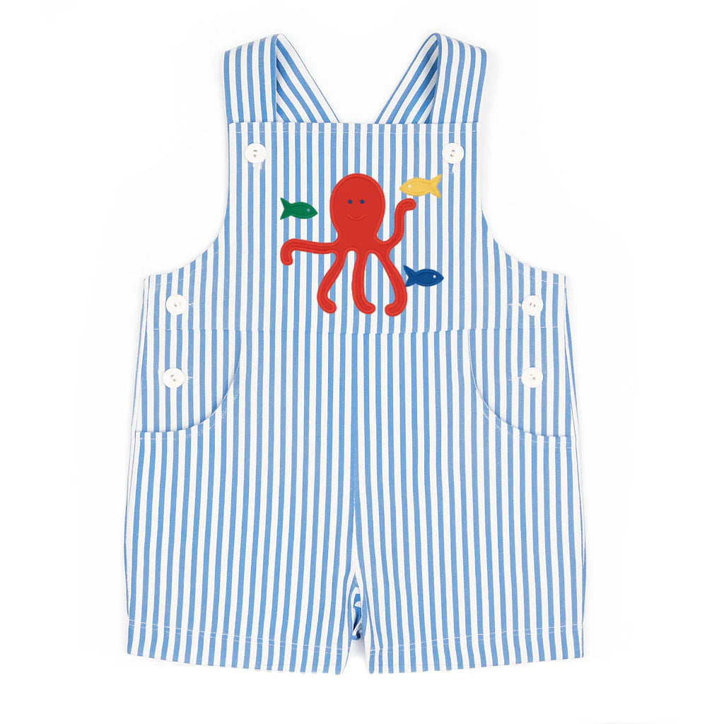 Octopus stripe seersucker shortall