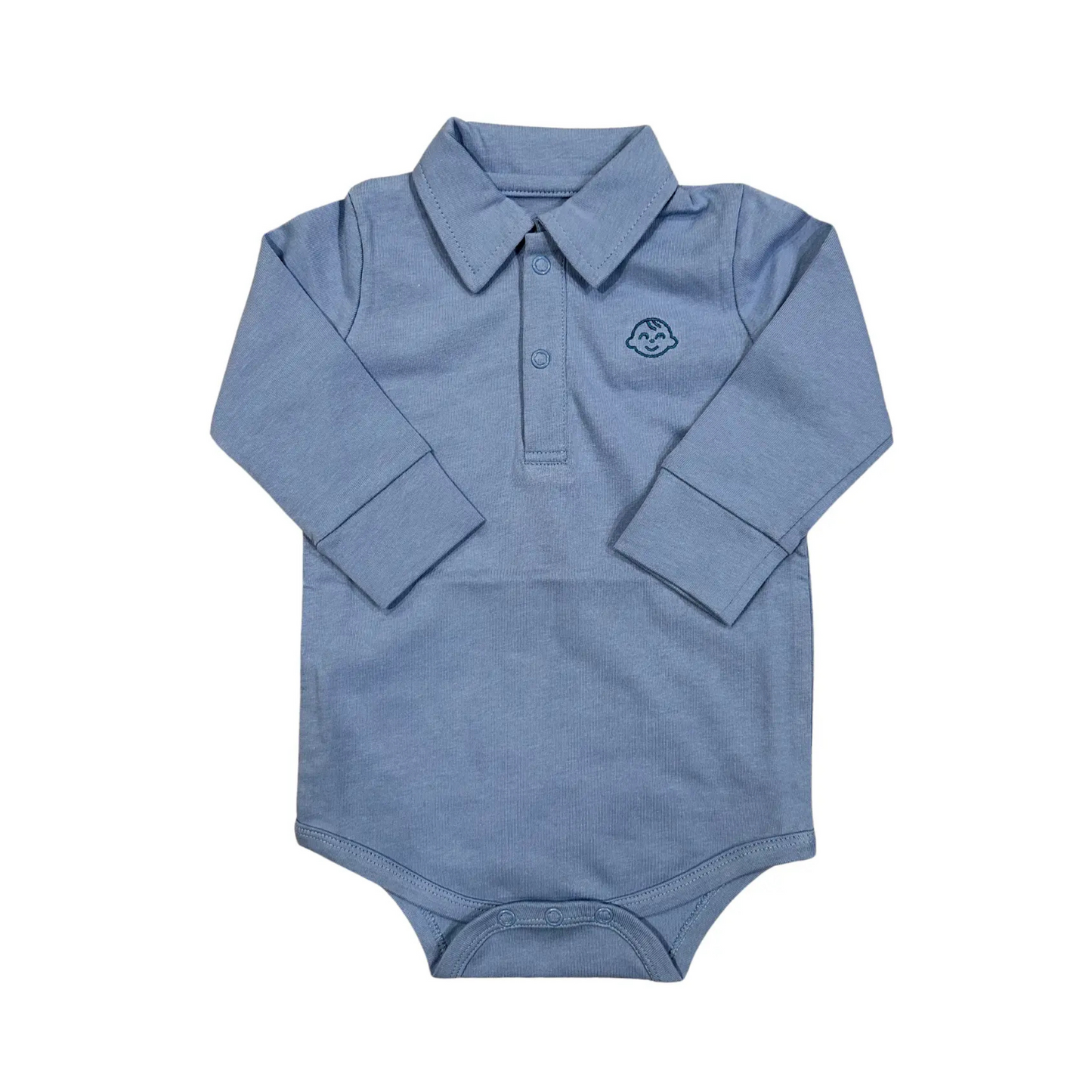 Collared l/s bodysuit - blue
