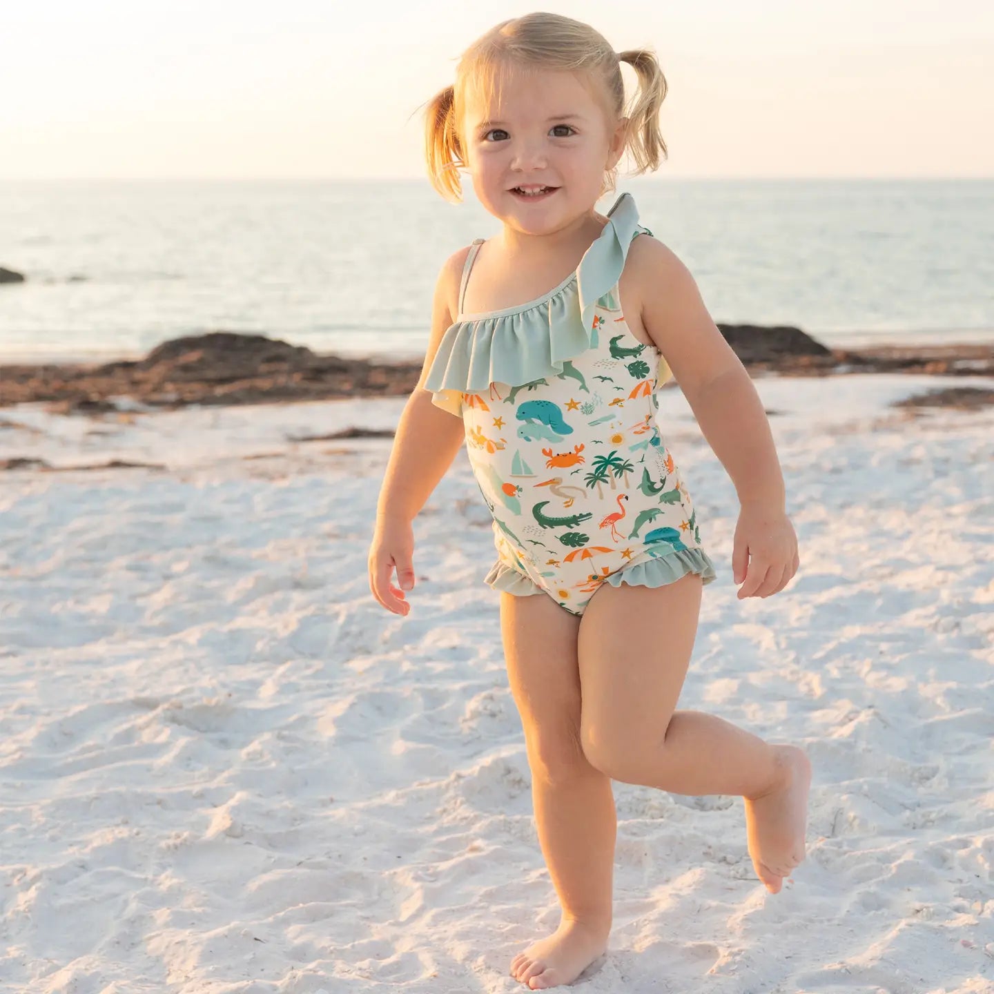 Explore Florida ruffle leg one piece swimsuit