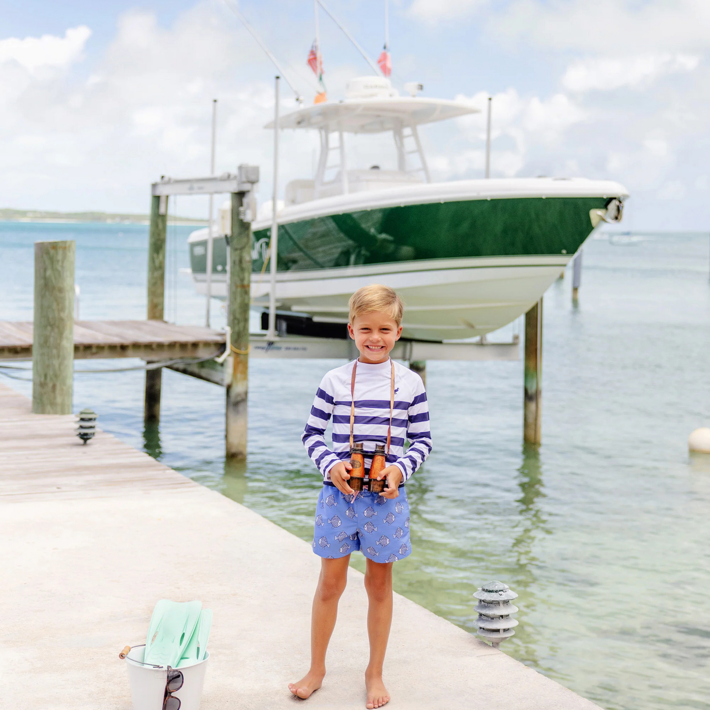 Walker's wave swim shirt - nantucket navy stripe