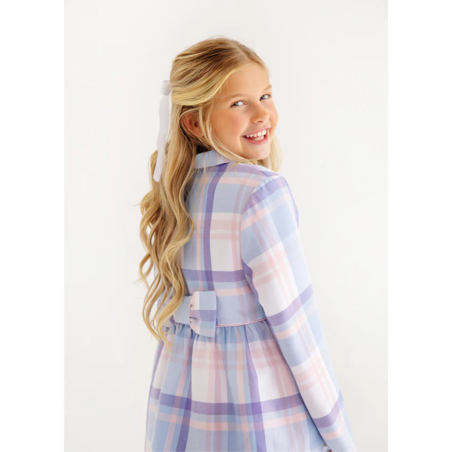 Pippa peacoat - peach blossom plaid