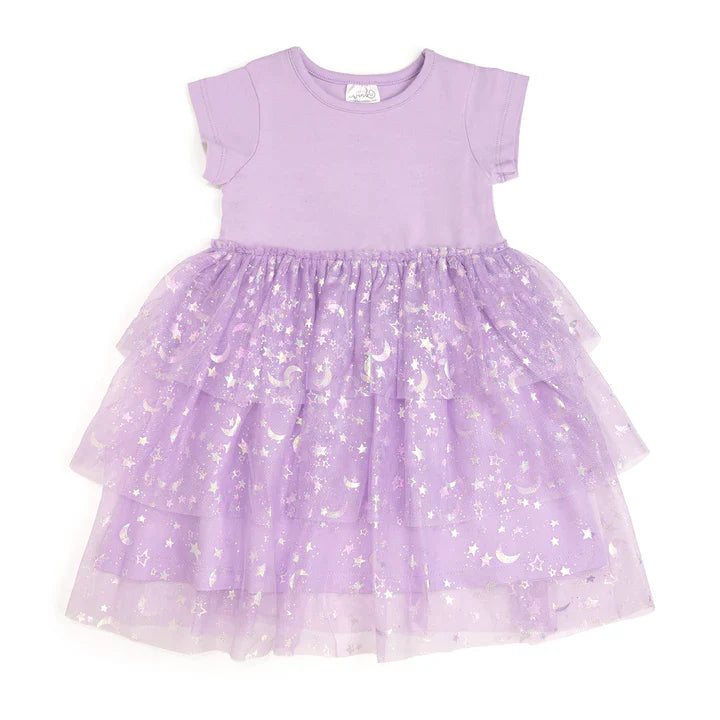 Lilac star and moon s/s tutu dress