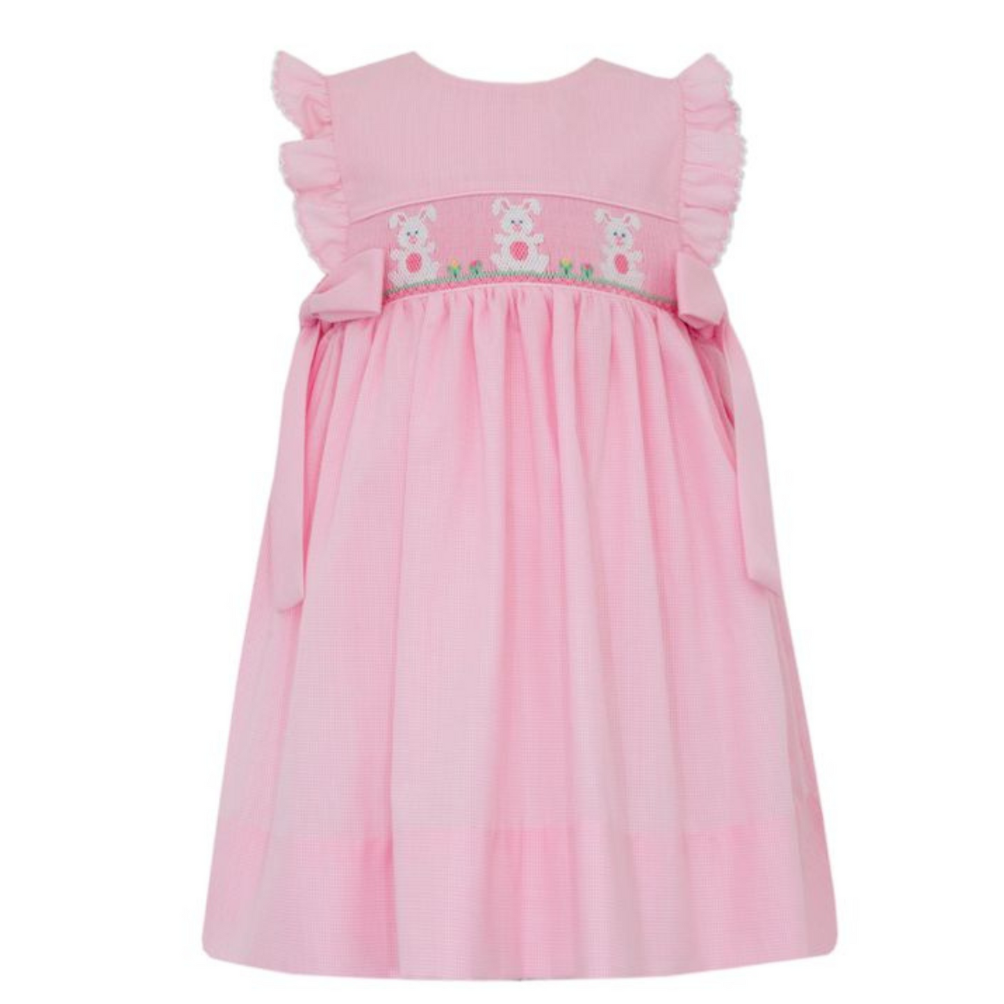 Bunnies pink microcheck dress w. side bows