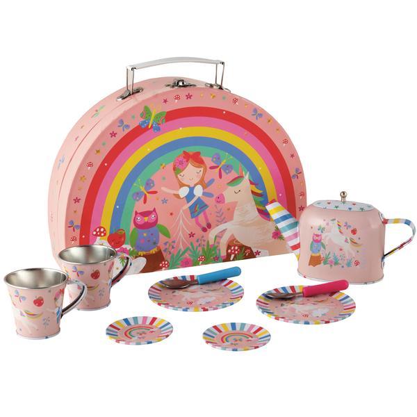 Rainbow fairy tin tea set