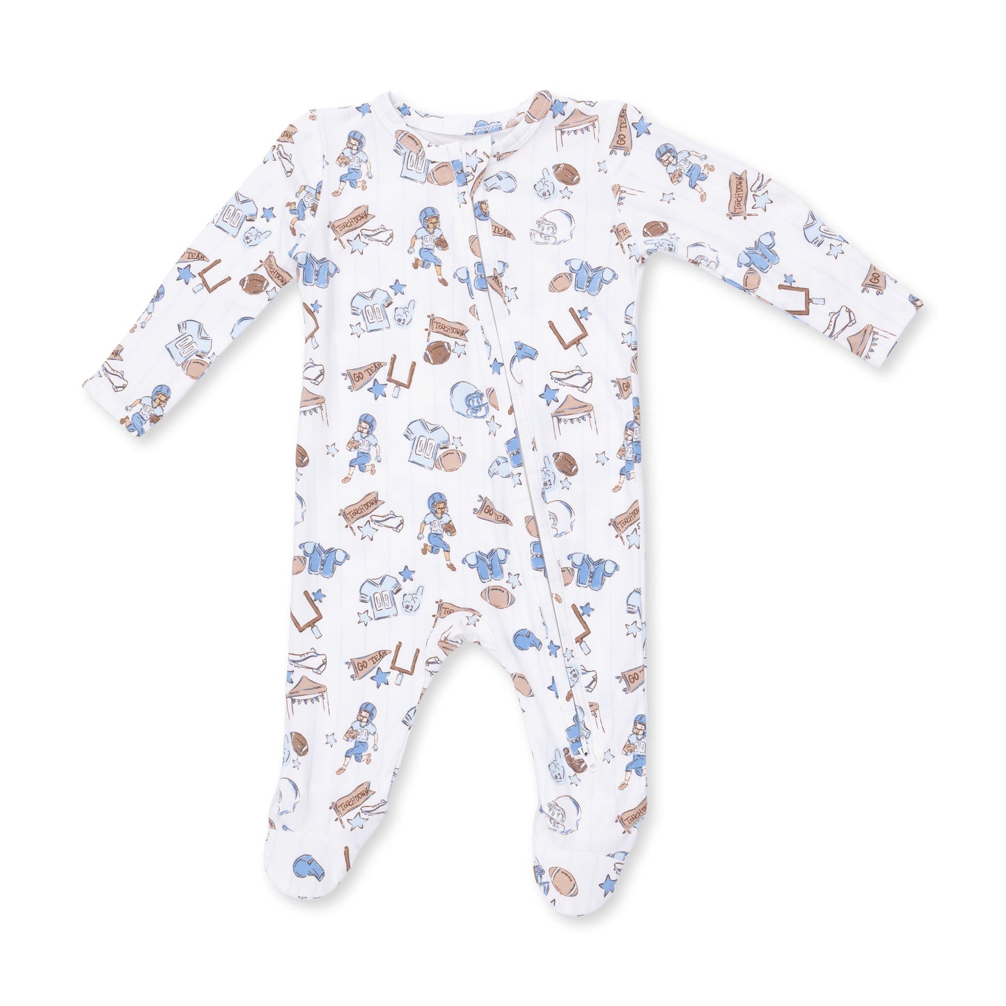 Football nursery 2way zipper footie