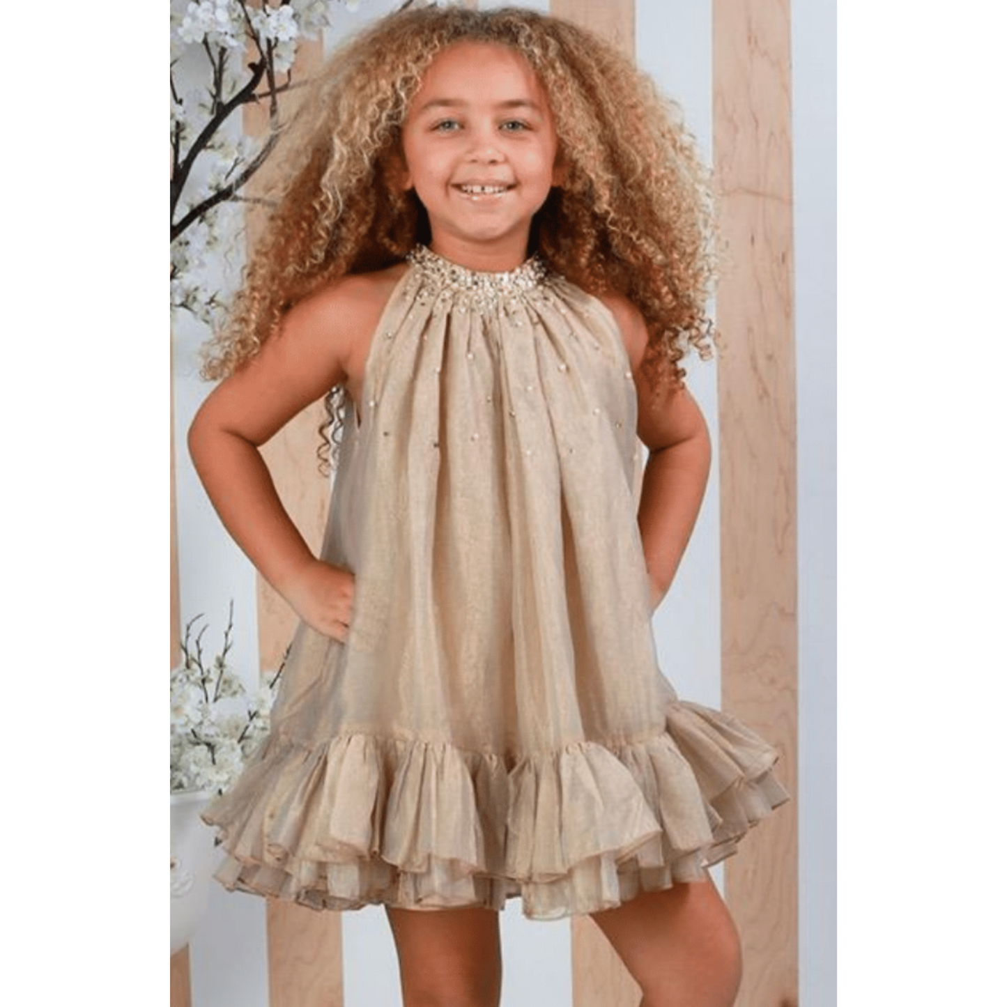 Gold solene dress