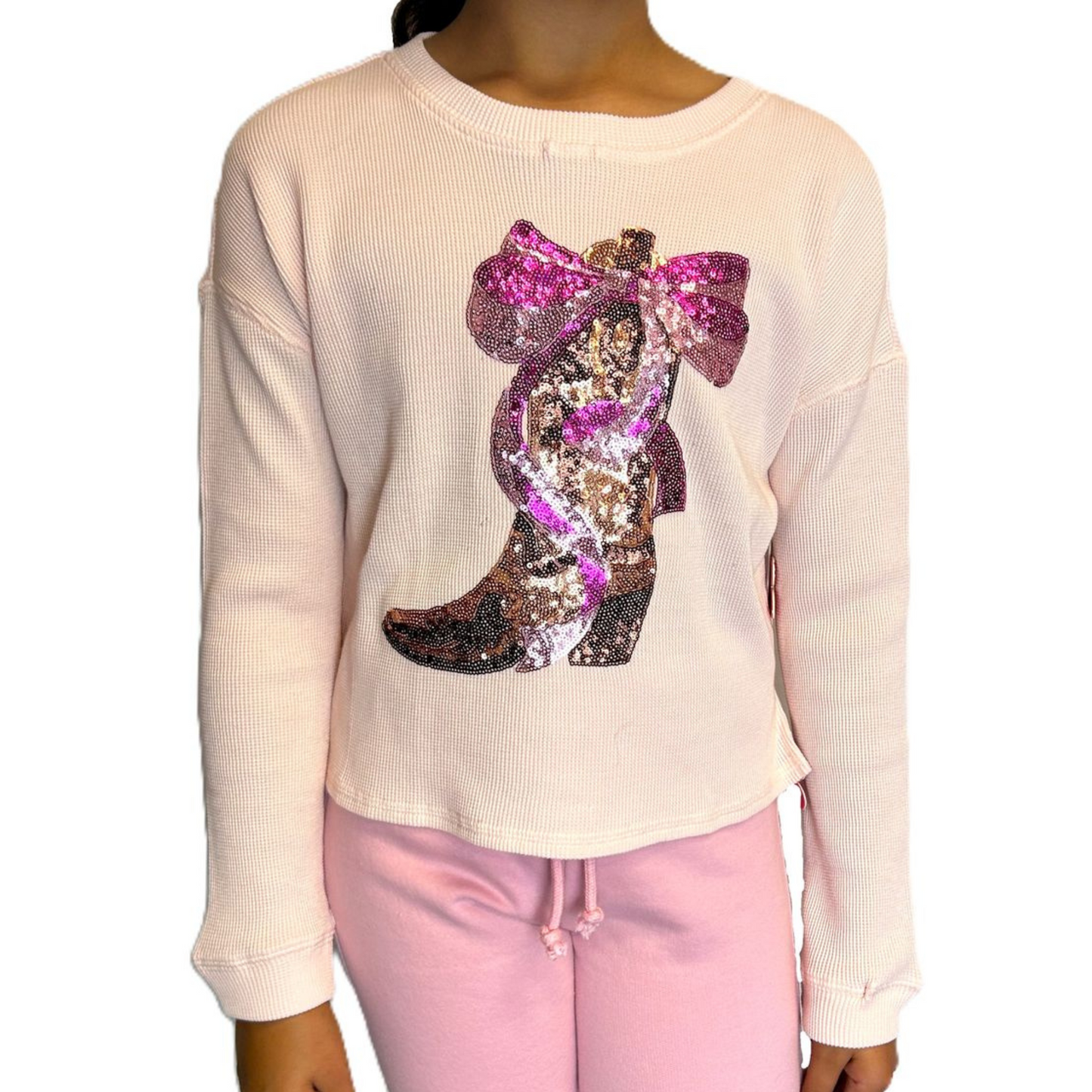 Western boot sequin sweatshirt