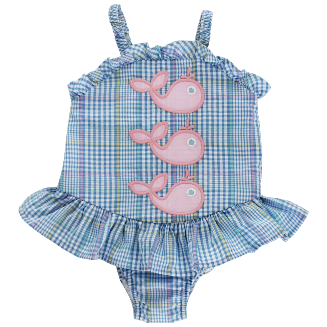 Whale wishes one piece suit w. ruffles