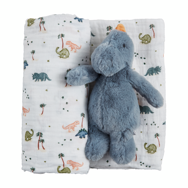 Dino swaddle & rattle set