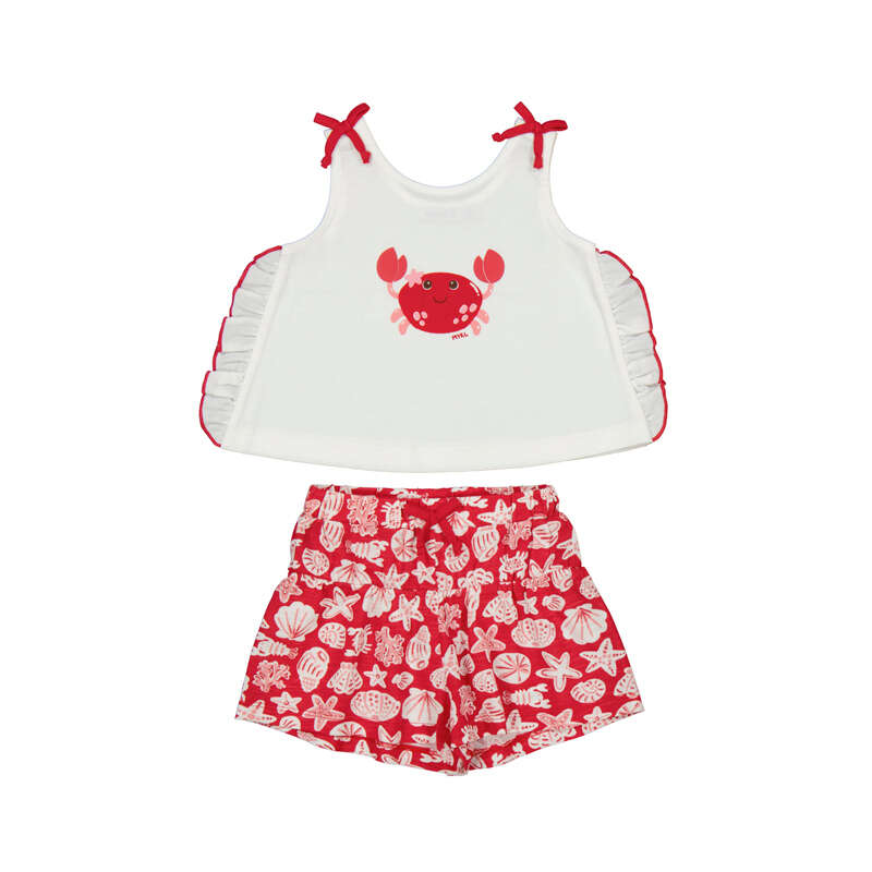 Red seashell & crab short set